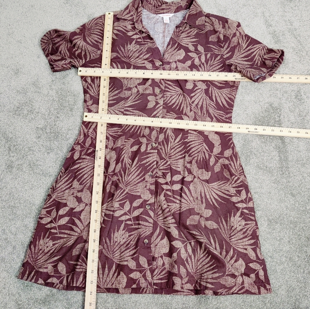 Joe Fresh Burgundy Floral Print Short-Sleeve Midi Dress - Picture 7 of 10